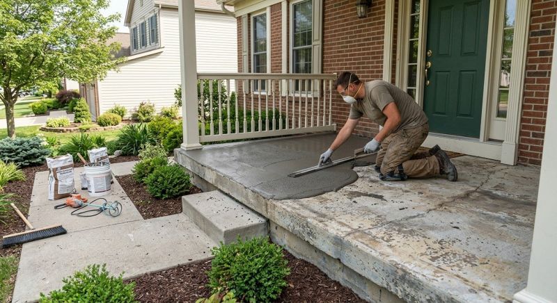 Concrete Porch Resurfacing in West Des Moines, IA